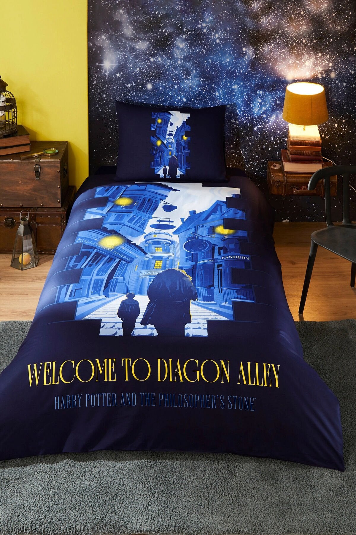 Harry Potter Alley Tek Kişilik Lisanslı Lastikli Çocuk Nevresim Takımı Tek Ebat - 160 x 220