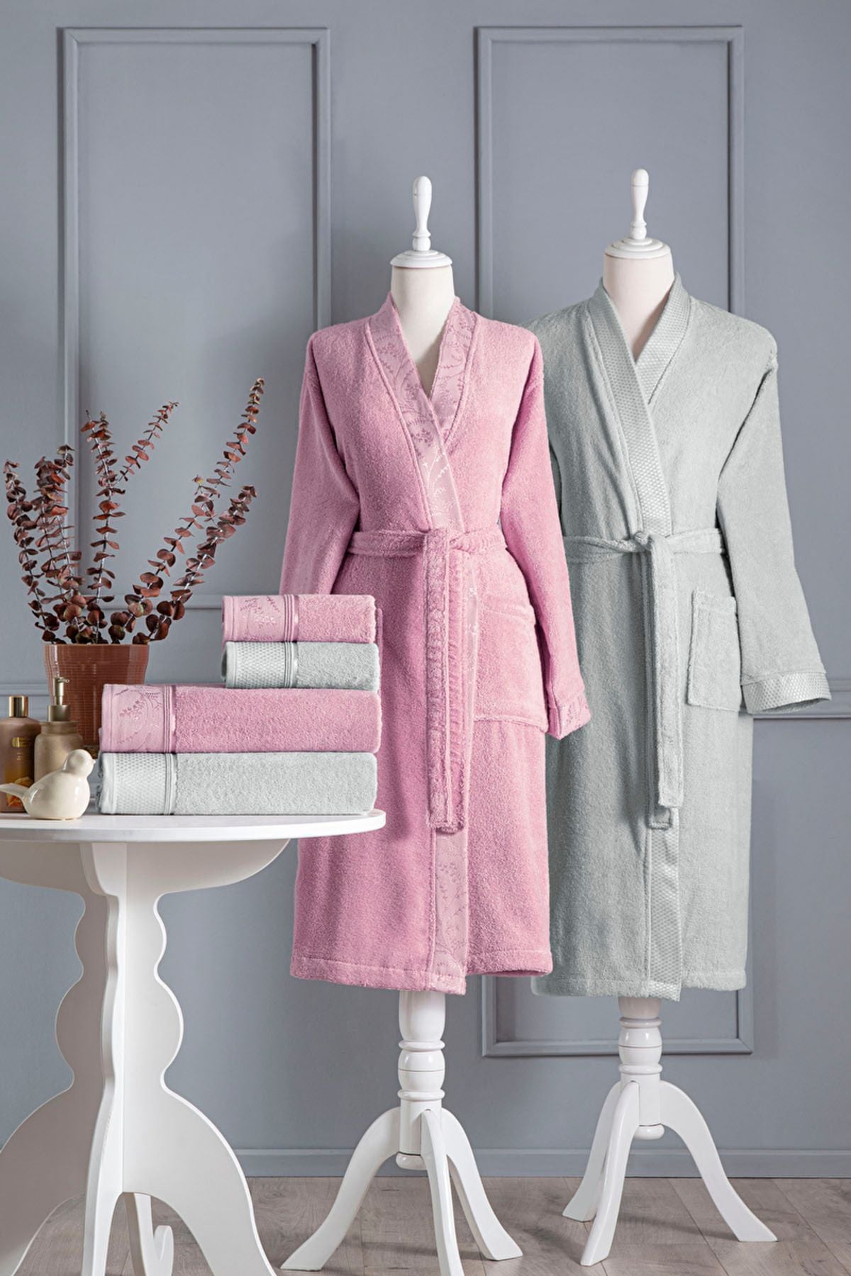 Ditsy Aile Seti (pembe-gri)