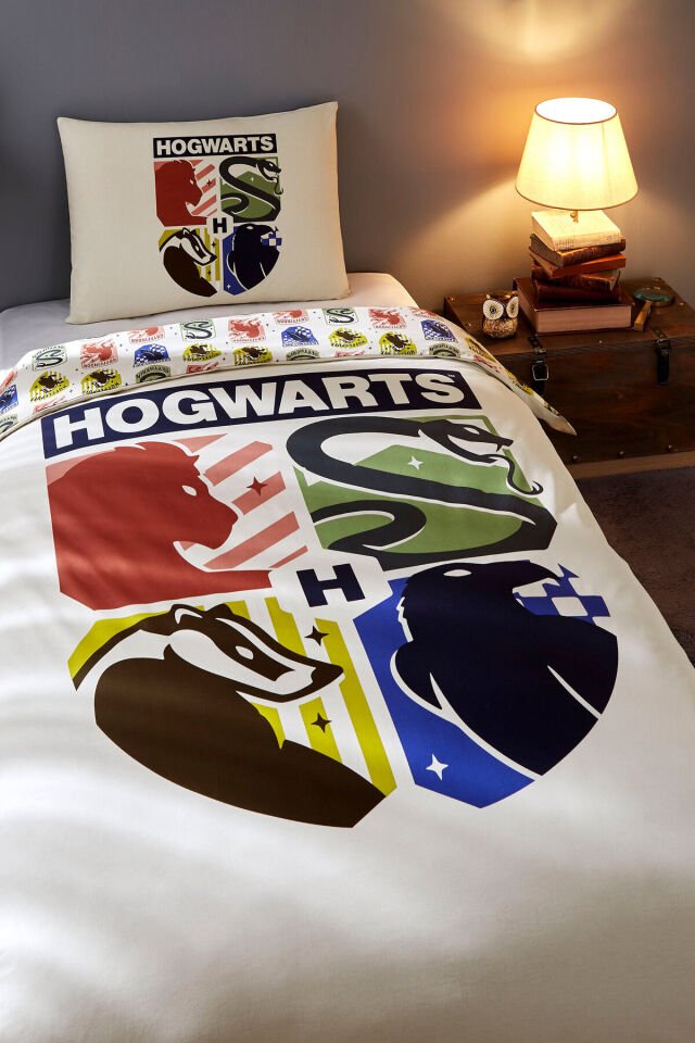 Harry Potter Hogwarts Tek Kişilik Lisanslı Lastikli Çocuk Nevresim Takımı Tek Ebat - 160 x 220