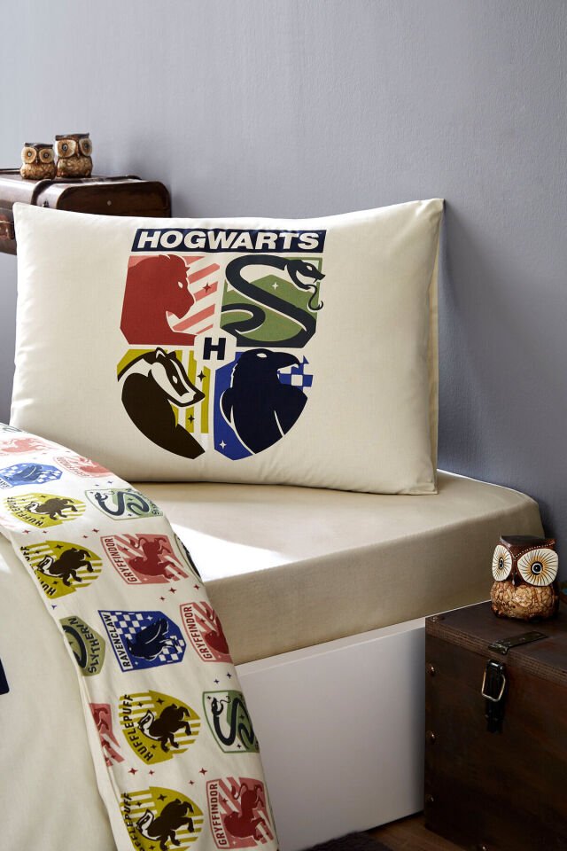 Harry Potter Hogwarts Tek Kişilik Lisanslı Lastikli Çocuk Nevresim Takımı Tek Ebat - 160 x 220