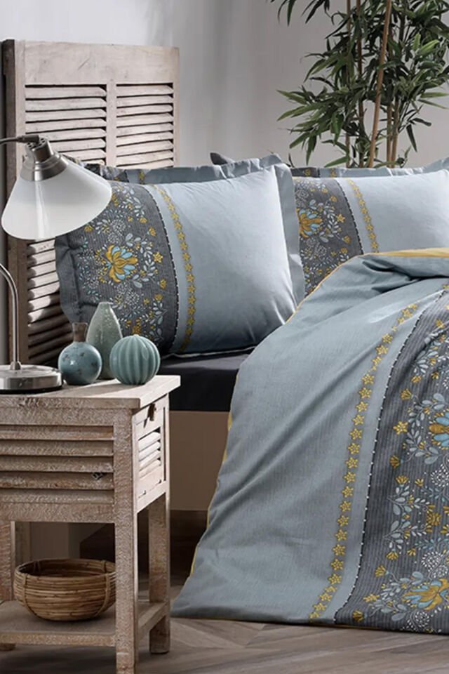 Çift Kişilik Ranforce Brodats Nevresim Takımı - Antrasit