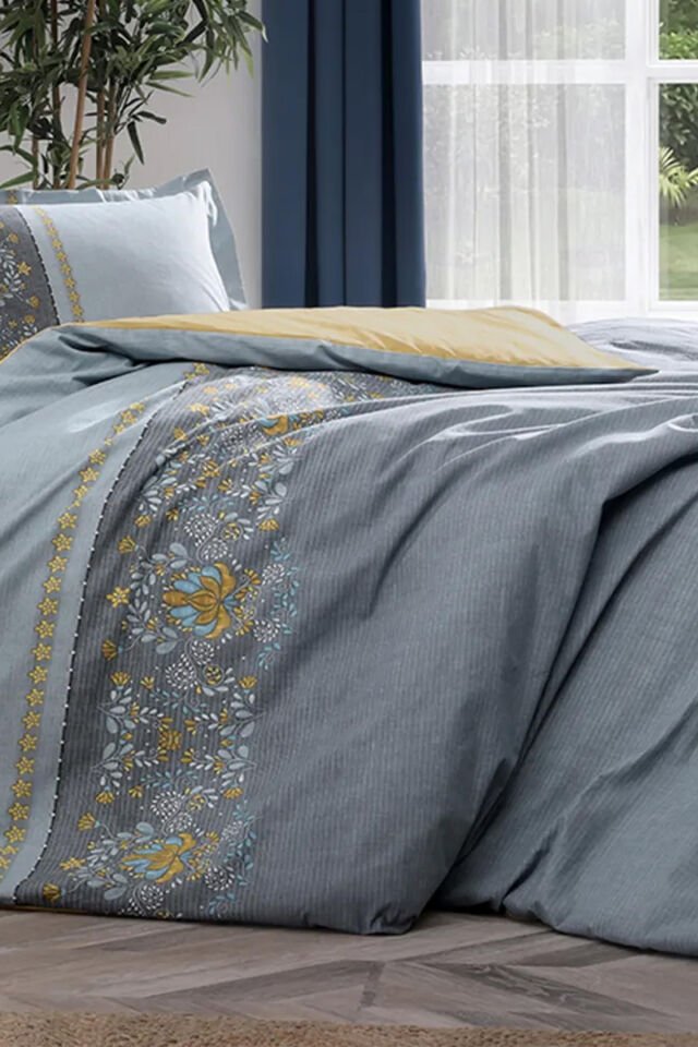 Çift Kişilik Ranforce Brodats Nevresim Takımı - Antrasit