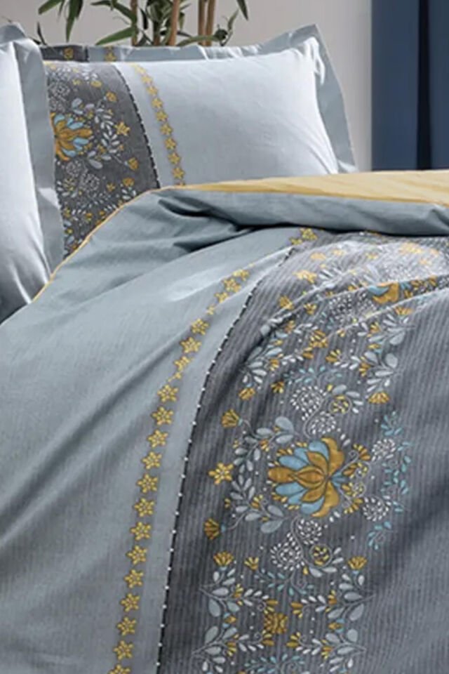 Çift Kişilik Ranforce Brodats Nevresim Takımı - Antrasit