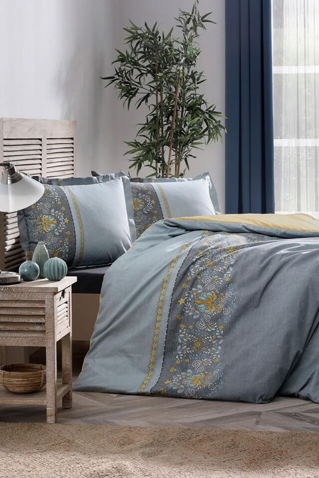 Çift Kişilik Ranforce Brodats Nevresim Takımı - Antrasit