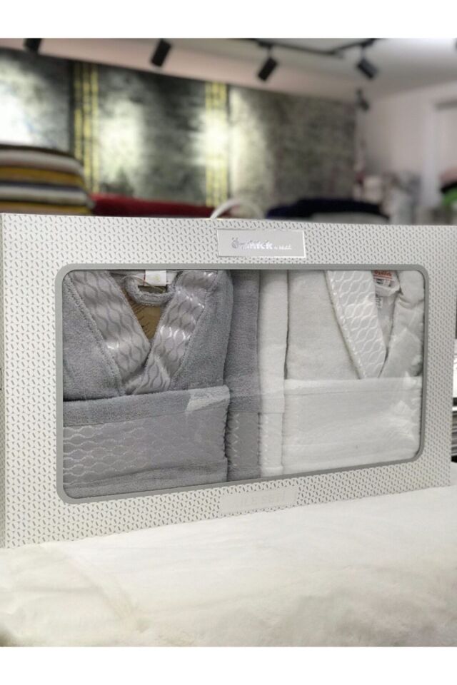 Elissa Aile Bornoz Seti - Gri Beyaz