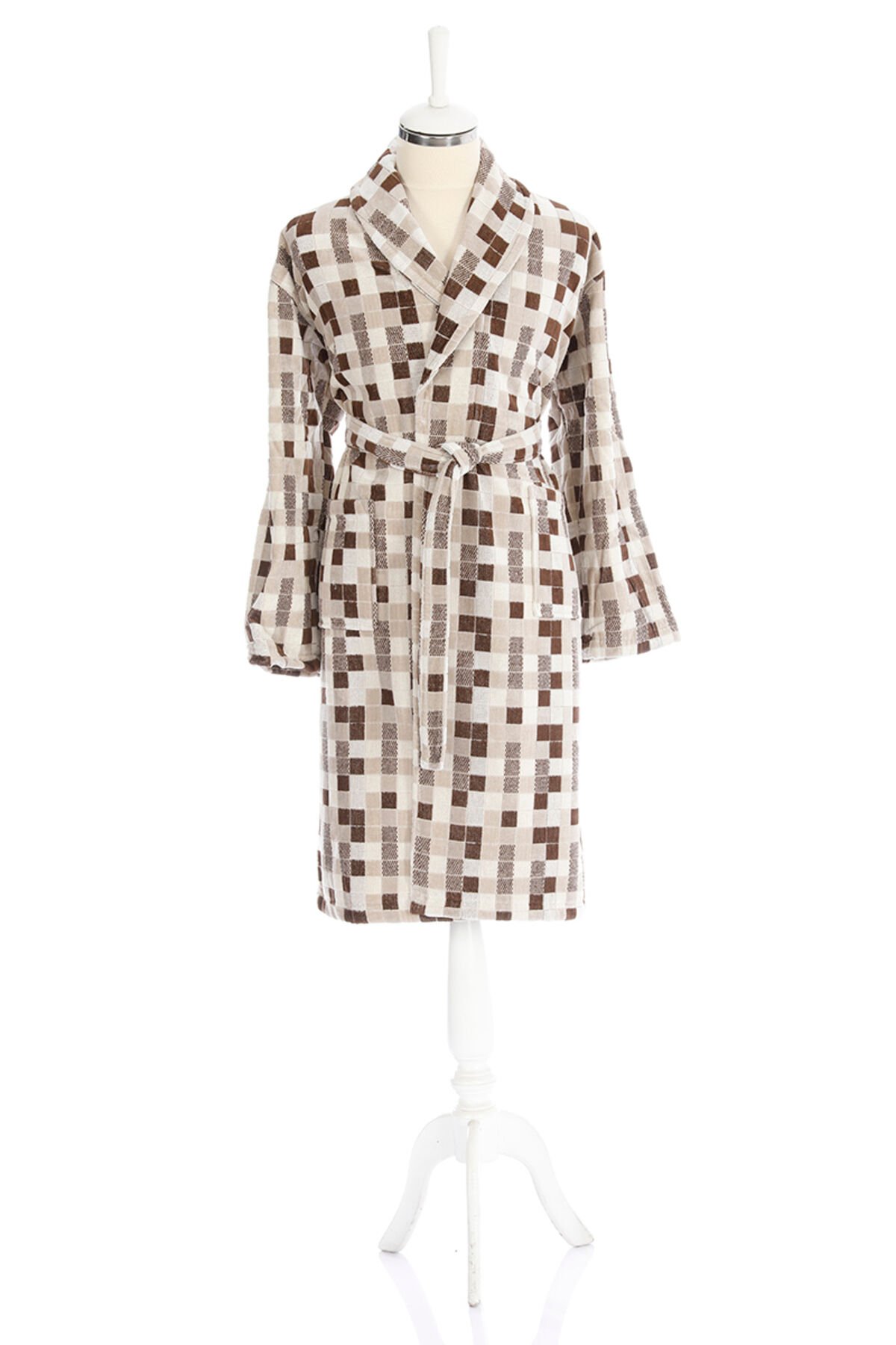 Hawai Mosaico Kadife Şal Yaka Bornoz