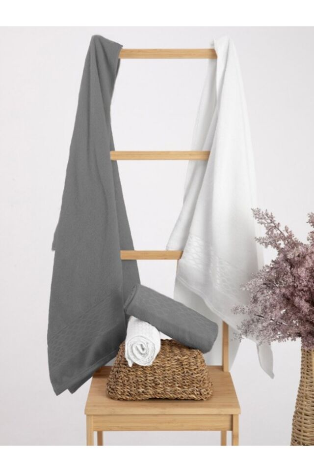 Elissa Best Set Hamam Takımı - Gri - Beyaz