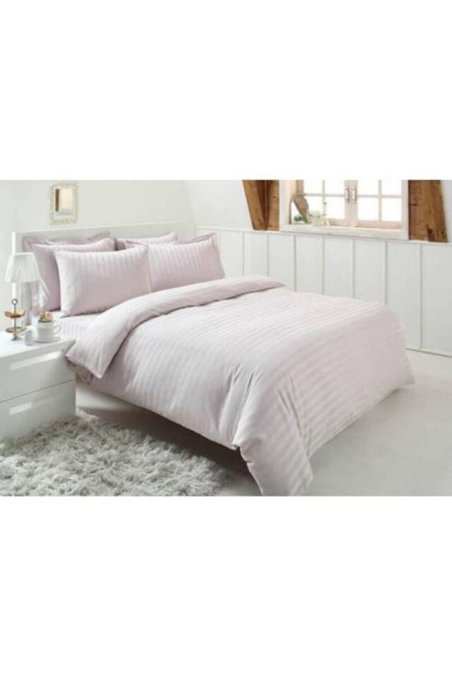 Line Saten Çift Kişilik Nevresim Takımı Bej