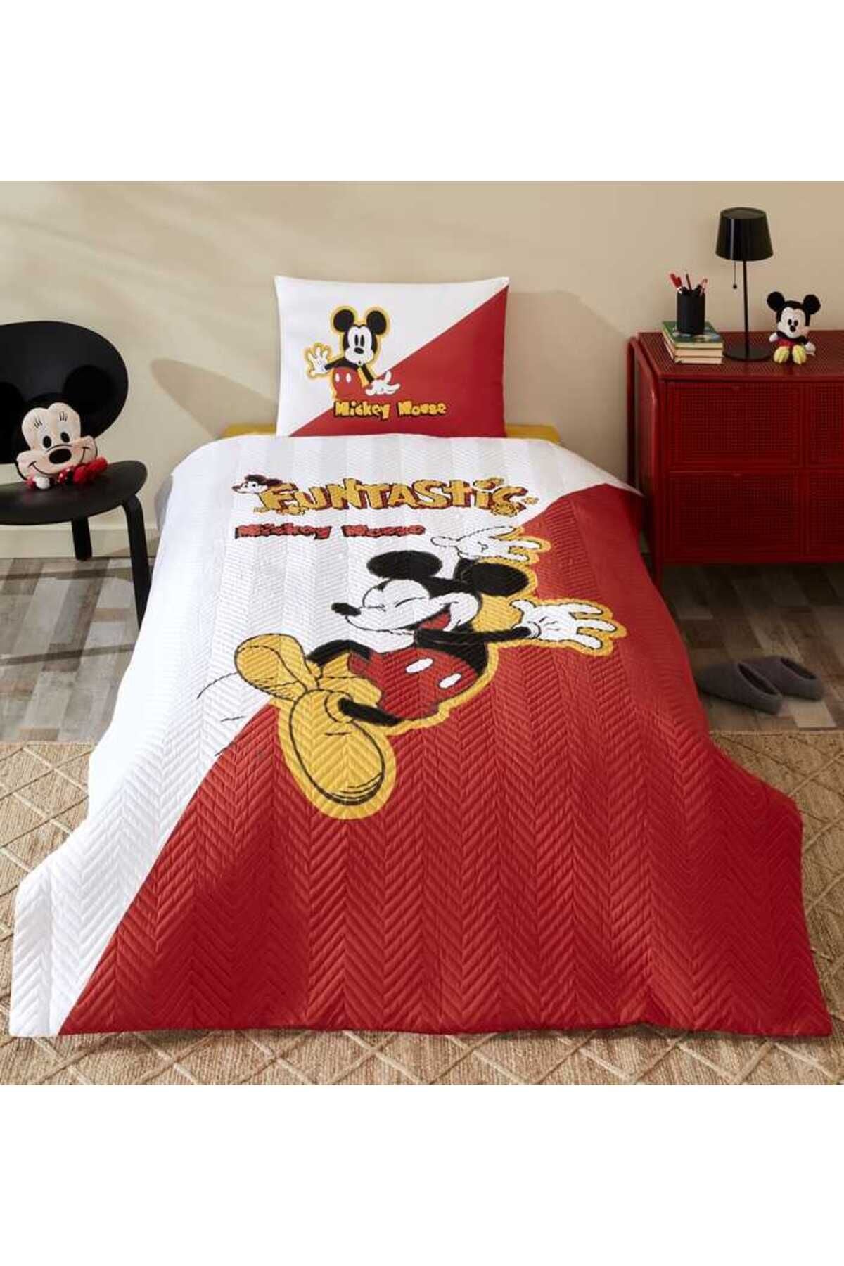 Disney Kapitoneli Nevresim Takımı Ranforce Krmz Mıckey Funtastıc Tek Ebat - Tek Kişilik