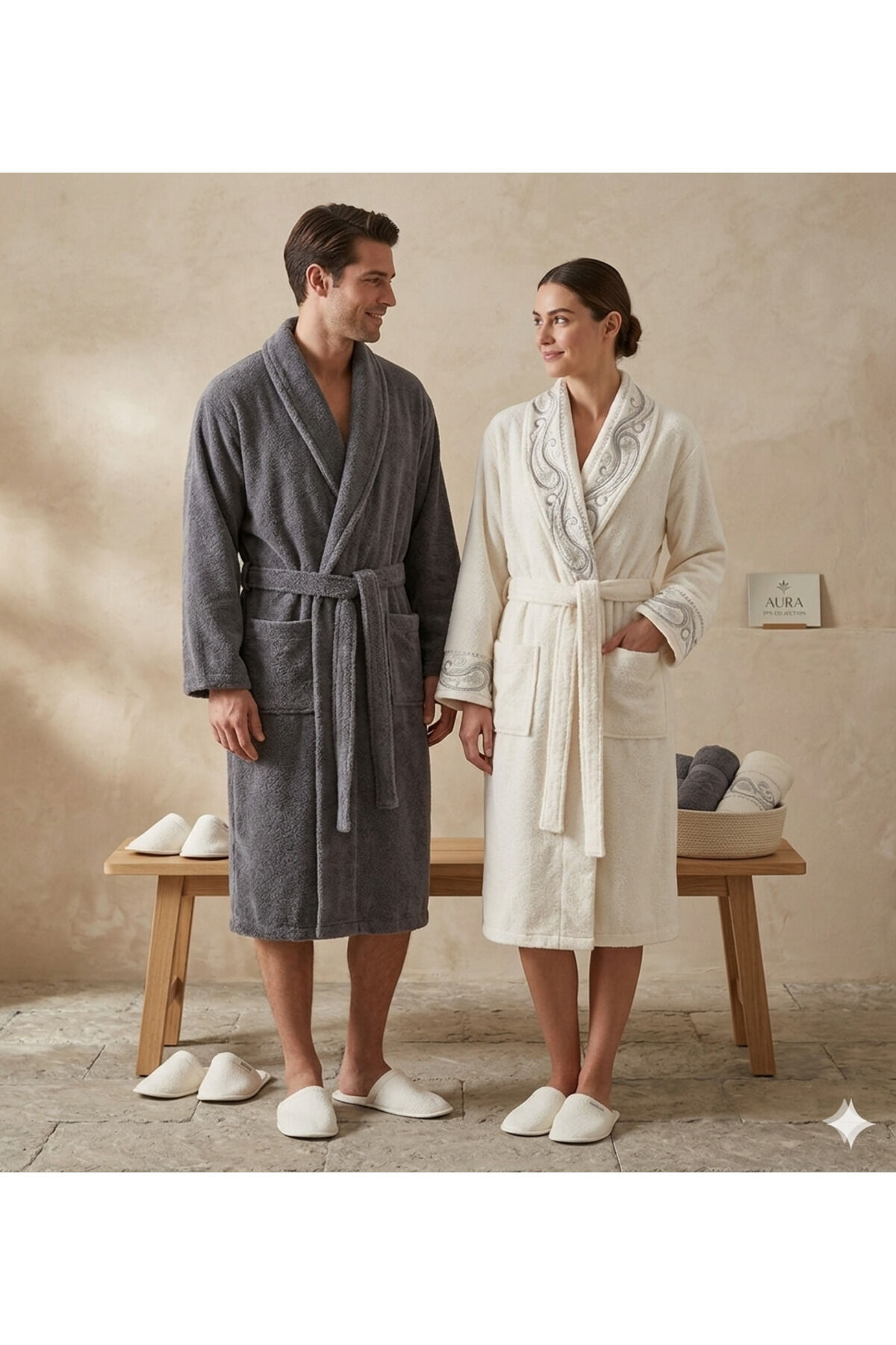 Paısley Gümüş-krem Gümüş Aile Seti