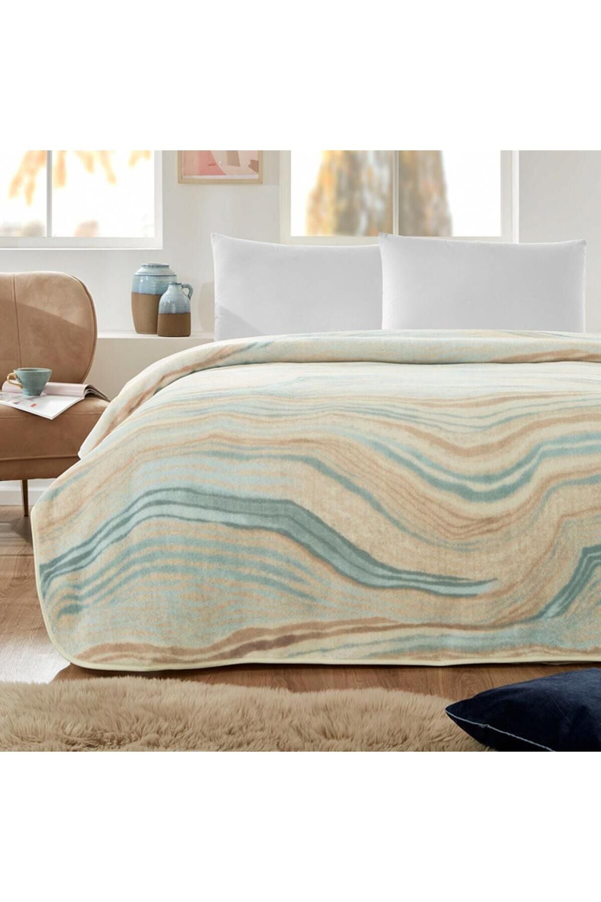 Tek Kişilik Battaniye Baskılı Prime Natural Marble