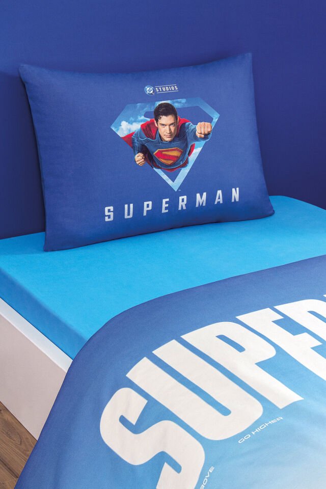 Özdilek Superman Genesis Tek Kişilik Lisanslı Lastikli Çarşaf Çocuk Nevresim Takımı MAVİ