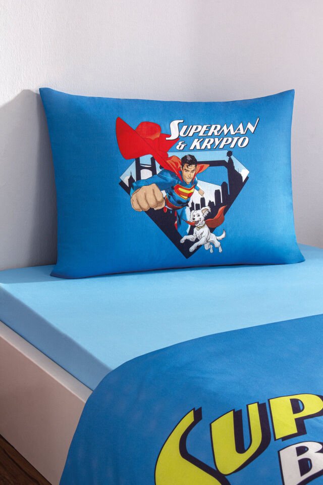 Özdilek Superman Best Friend Tek Kişilik Lisanslı Lastikli Çarşaf Çocuk Nevresim Takımı Tek Ebat - 160 x 220