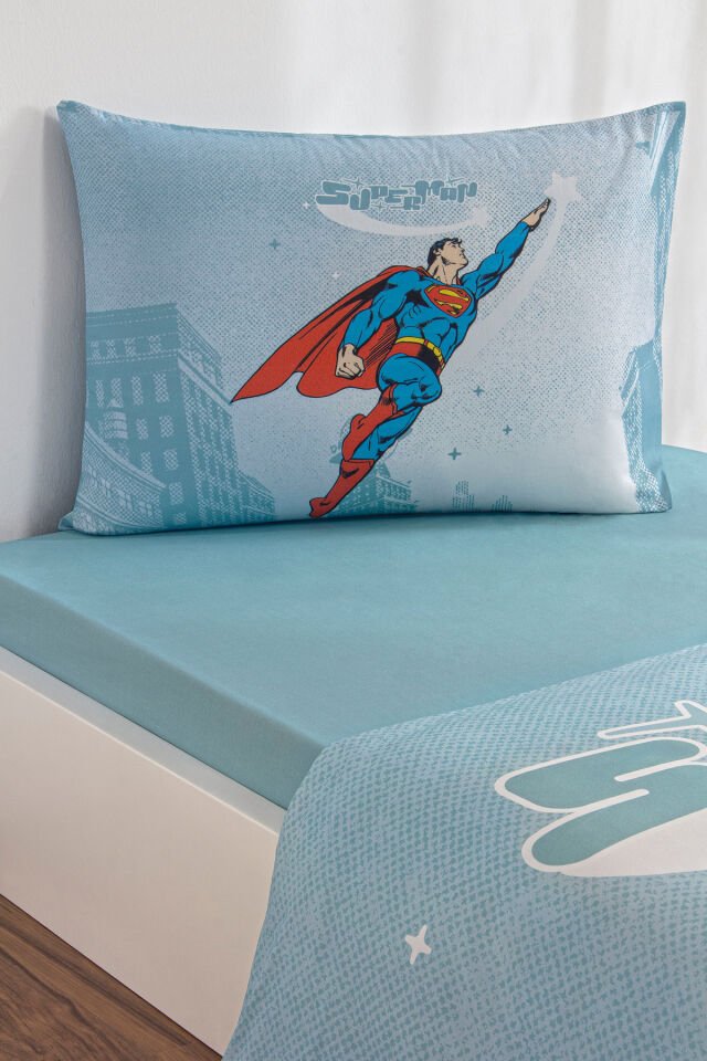 Özdilek Superman Hero Tek Kişilik Lisanslı Lastikli Çarşaf Çocuk Nevresim Takımı Tek Ebat - 160 x 220