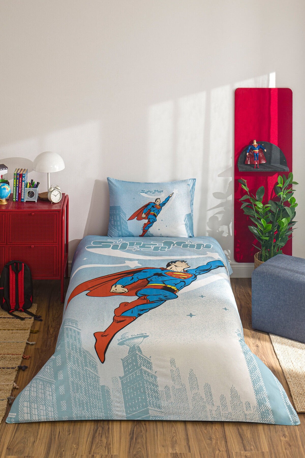 Özdilek Superman Hero Tek Kişilik Lisanslı Lastikli Çarşaf Çocuk Nevresim Takımı Tek Ebat - 160 x 220