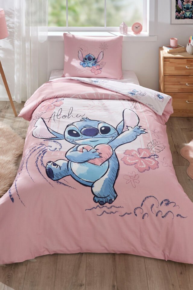 Özdilek Stitch Aloha Tek Kişilik Disney Lisanslı Lastikli Çarşaf Çocuk Nevresim Takımı Tek Ebat - 160 x 220