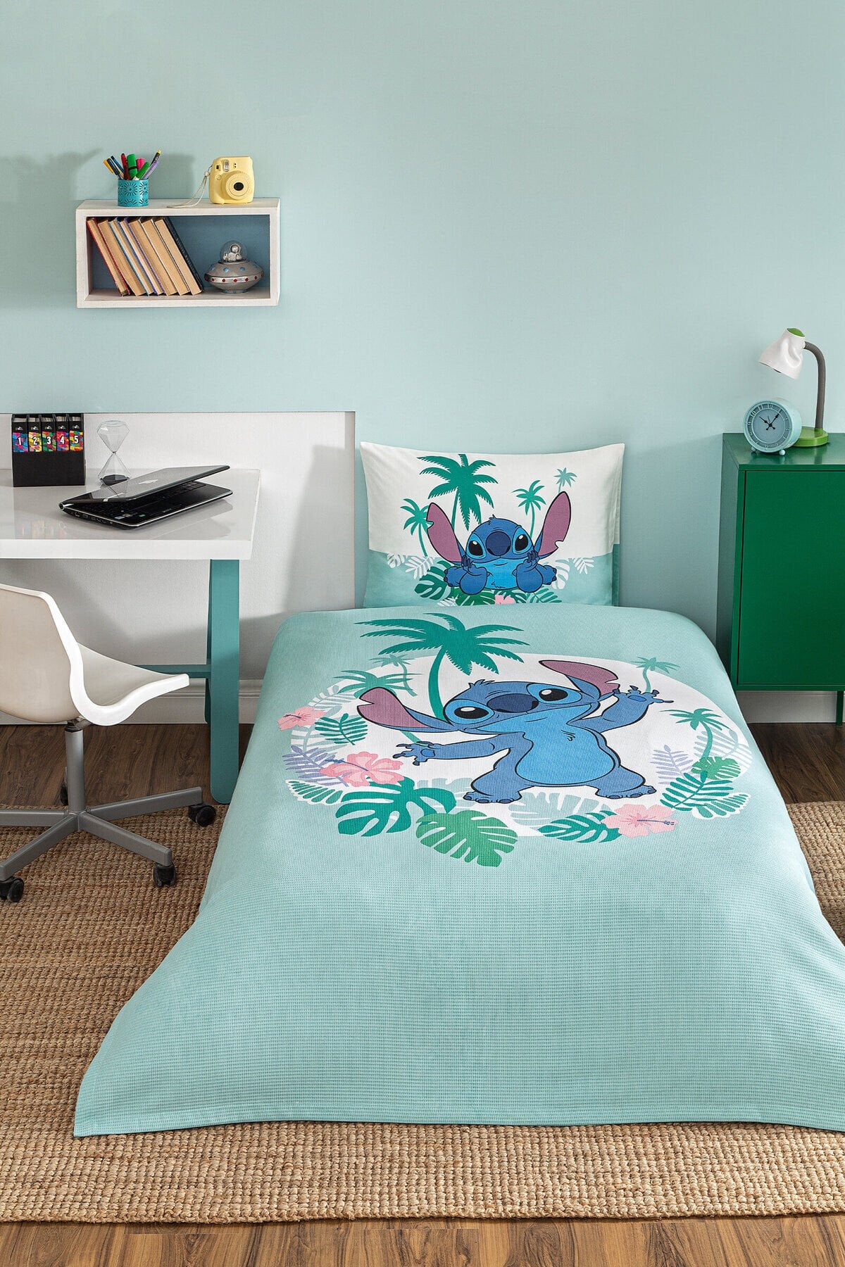 Özdilek Stitch Summer Tek Kişilik Disney Lisanslı Lastikli Çarşaf Çocuk Nevresim Takımı Tek Ebat - 160 x 220