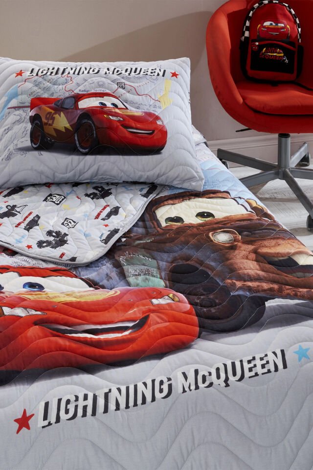 Özdilek Cars On The Road Tek Kişilik Disney Lisanslı Çocuk Yatak Örtüsü 160x230 cm Gri