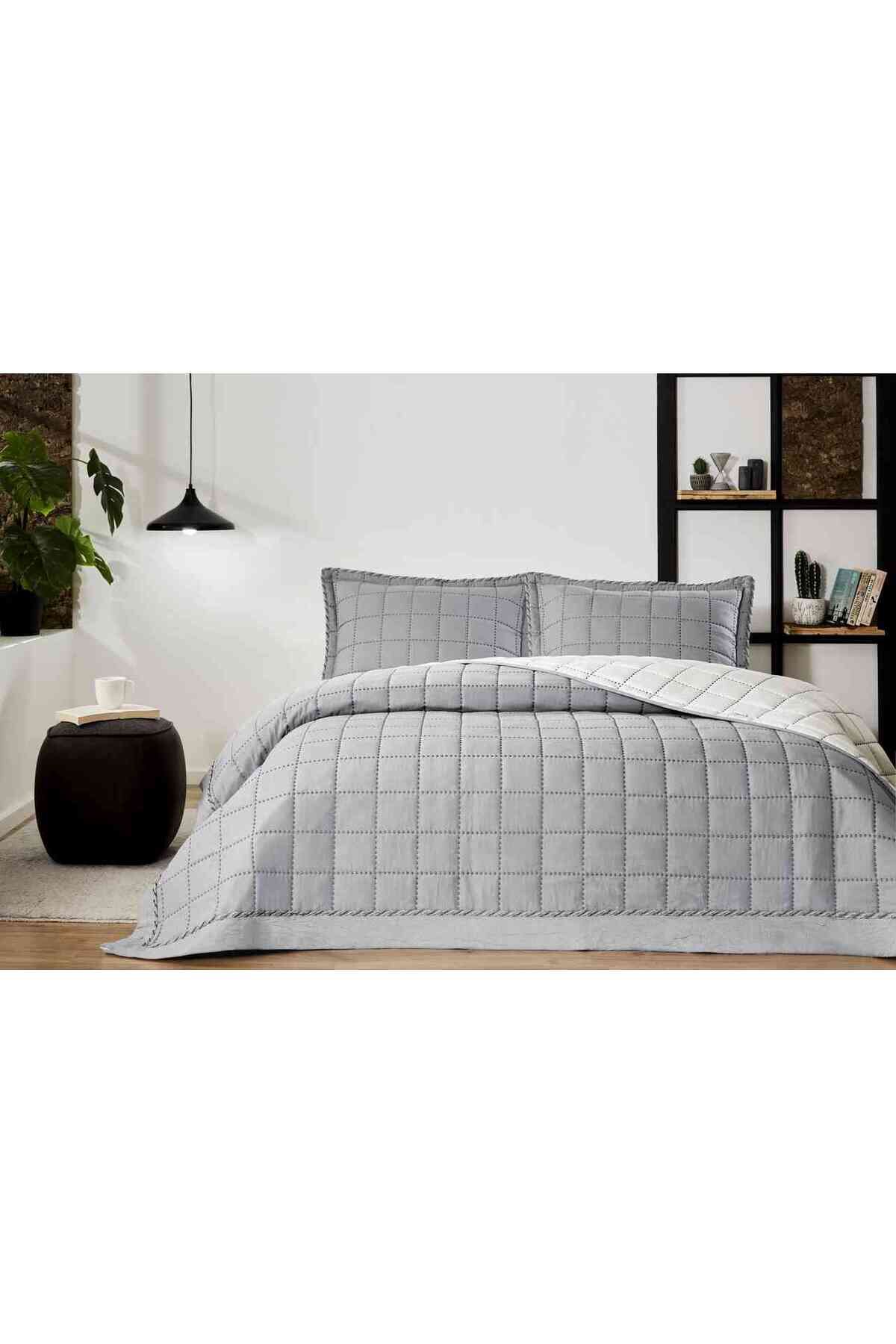 Yatak Örtüsü.nakışlı Square Gri 180x250