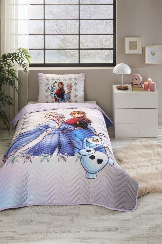 Frozen Frosted Tek Kişilik Disney Lisanslı Çocuk Yatak Örtüsü 160x230 Cm Tek Ebat - 230 x 160