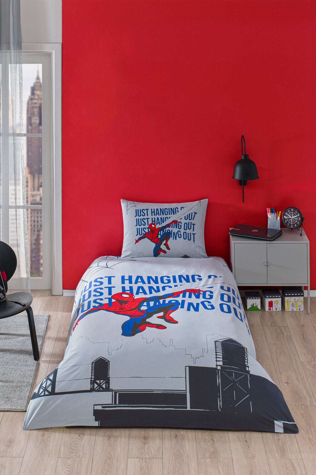 Spiderman Blue Web Tek Kişilik Lisanslı Lastikli Çocuk Nevresim Takımı