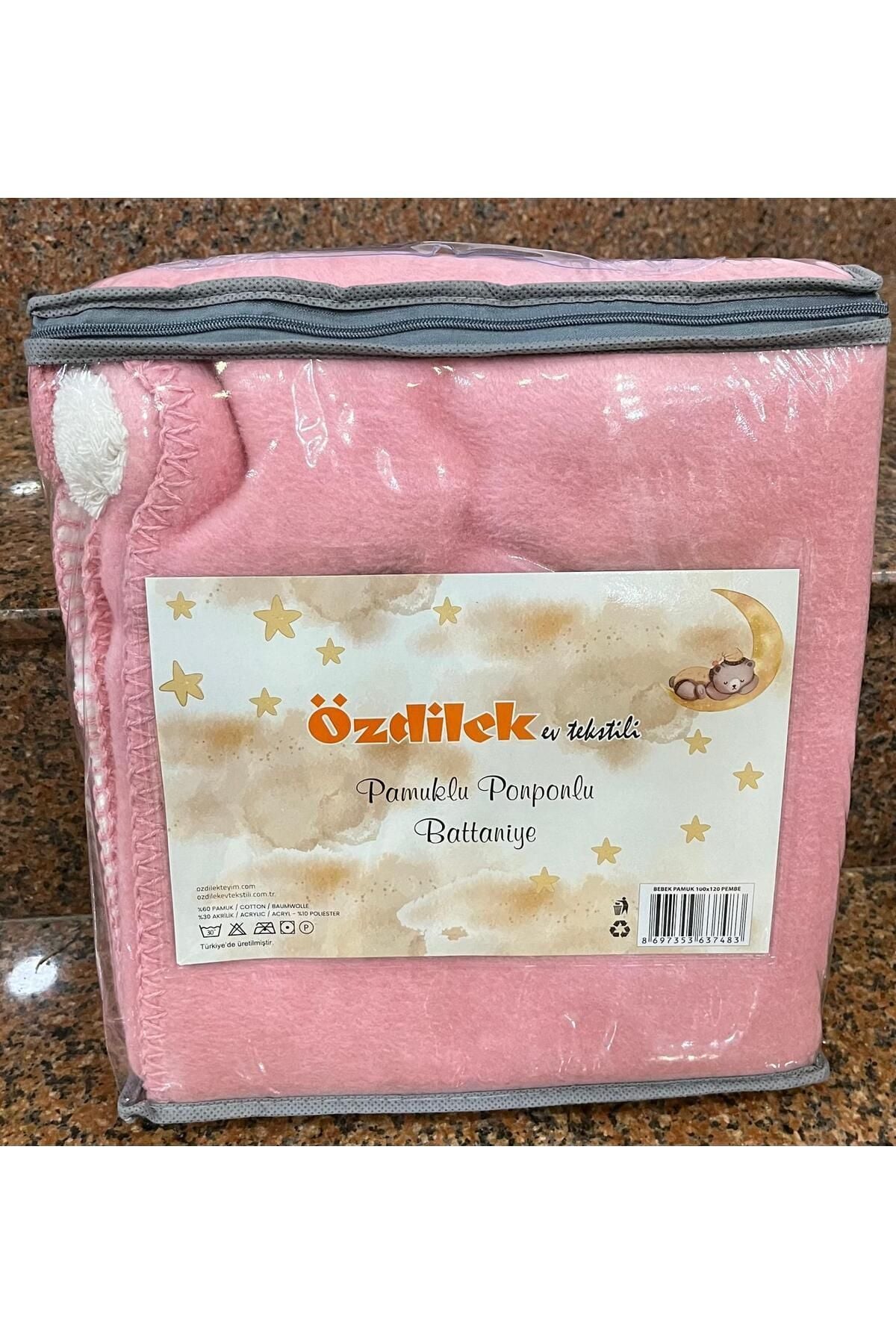 Özdilek Pamuklu Ponponlu Bebek Battaniyesi Tek Ebat - 100 x 120