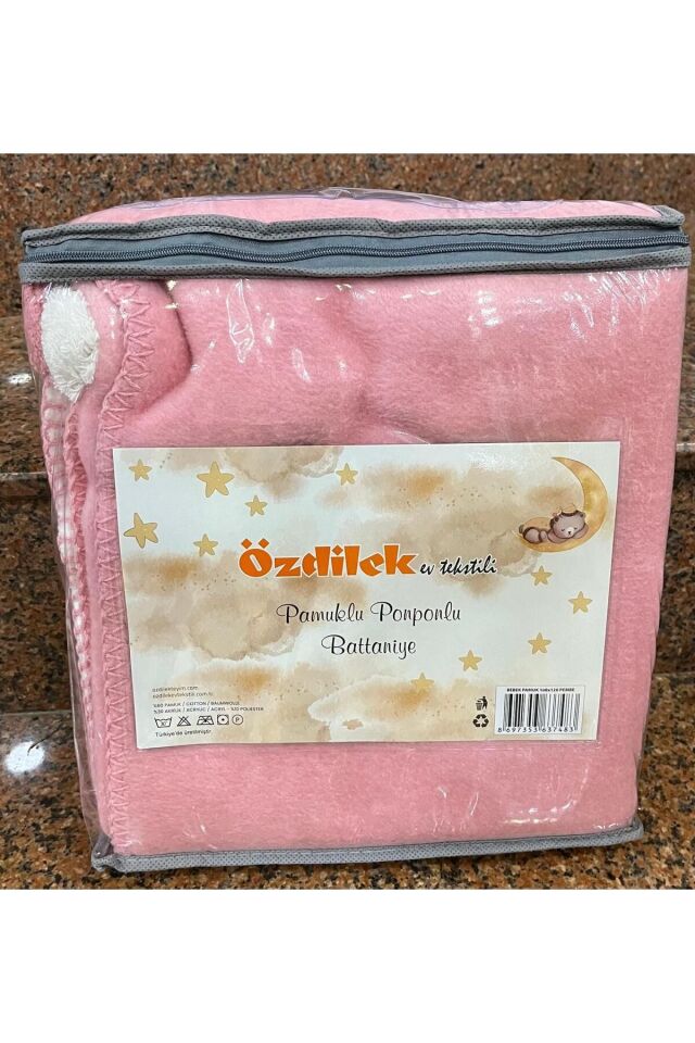 Özdilek Pamuklu Ponponlu Bebek Battaniyesi Tek Ebat - 100 x 120
