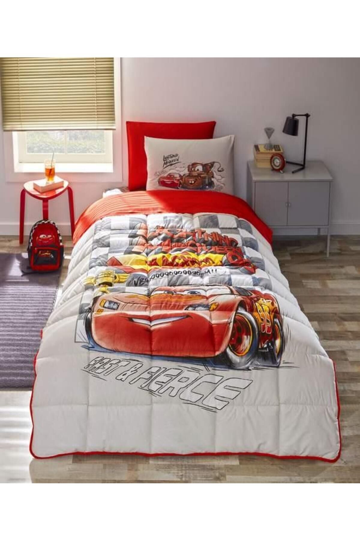 Disney Uyku Seti Ranforce Tek Kişilik Gri Cars Fast