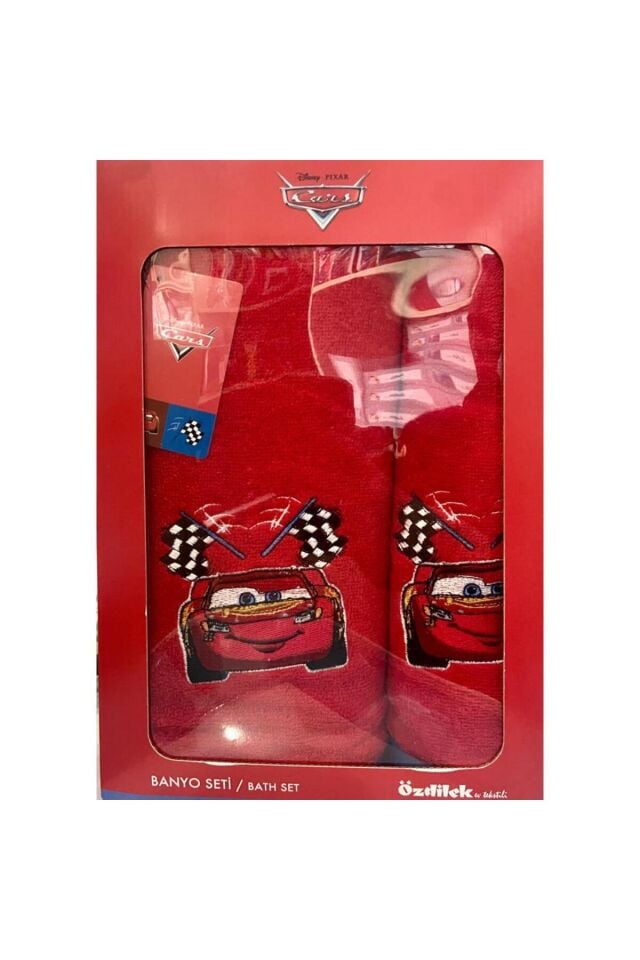 Disney Cars Mc Queen Banyo Seti Kırmızı Tek Ebat - 50 x 80