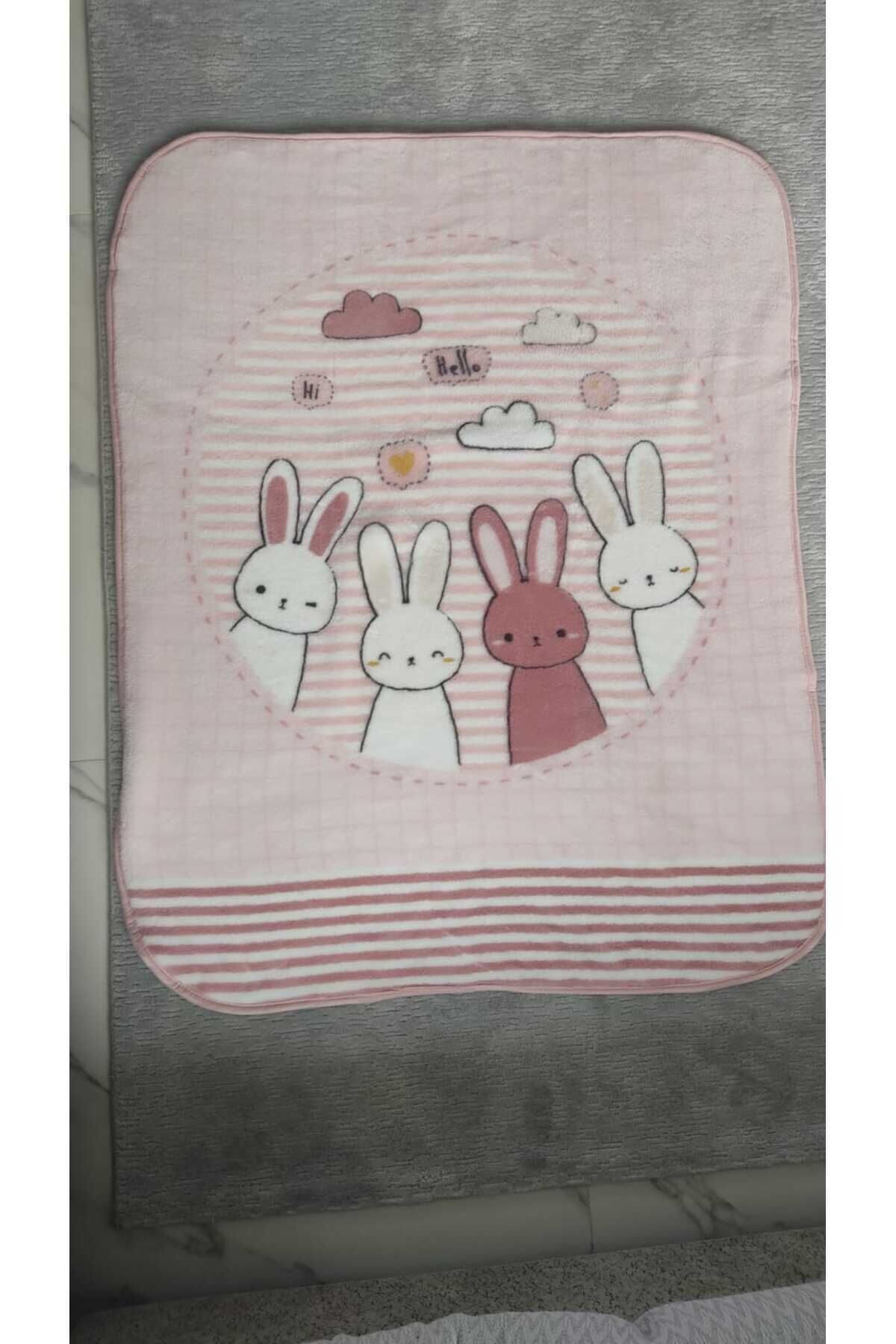 Hello Rabbıt Bebek Battaniyesi (100x120) [BEHREHANE] Tek Ebat - 100 x 120
