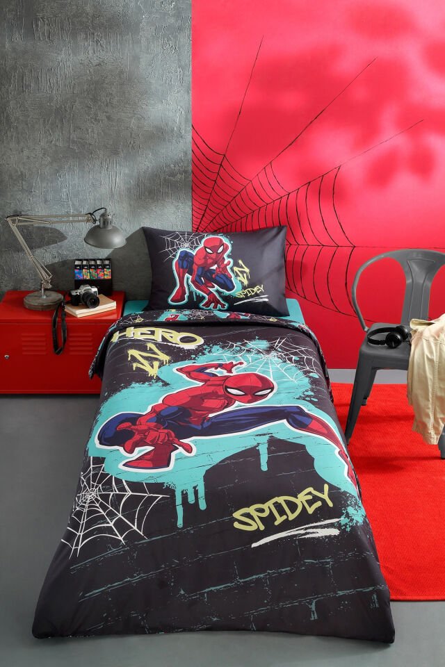 Disney Spiderman Street Tek Kişilik Nevresim Takımı - Gri Kırmızı