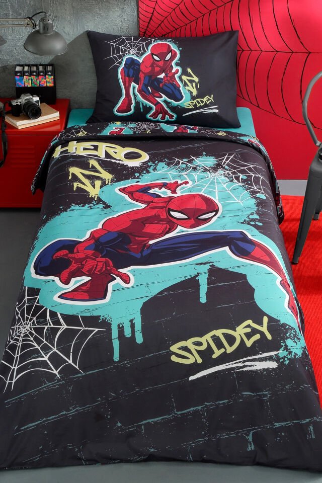 Disney Spiderman Street Tek Kişilik Nevresim Takımı - Gri Kırmızı