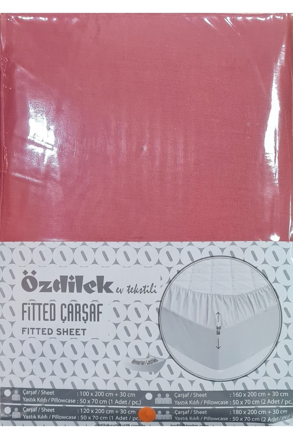 ÖZDİLEK FITTED YASTIKLI ÇARŞAF 180X200+30 K.MERCAN 180 x 200 - 180 x 200