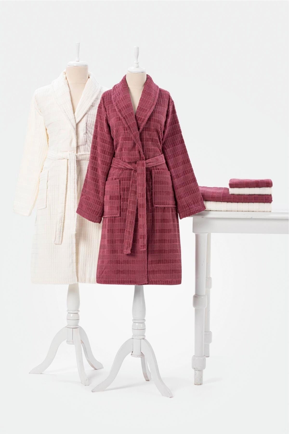 Land Aile Bornoz Seti - K.Pembe - Krem M - Unisex