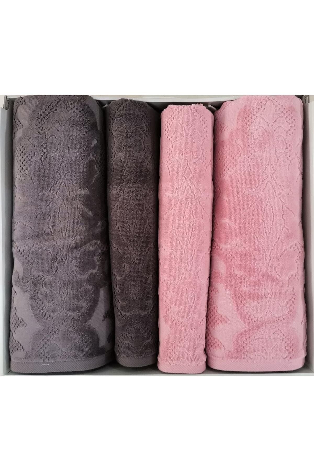 Curve Best Set (Hamam Takımı) Pembe-Antrasit Tek Ebat - 70 x 150