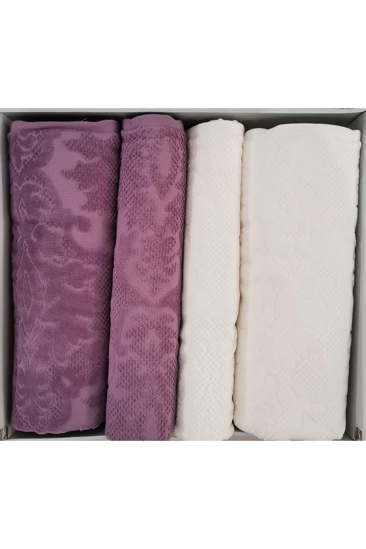 Curve Best Set (HAMAM TAKIMI) Mürdüm-krem Tek Ebat - 70 x 150