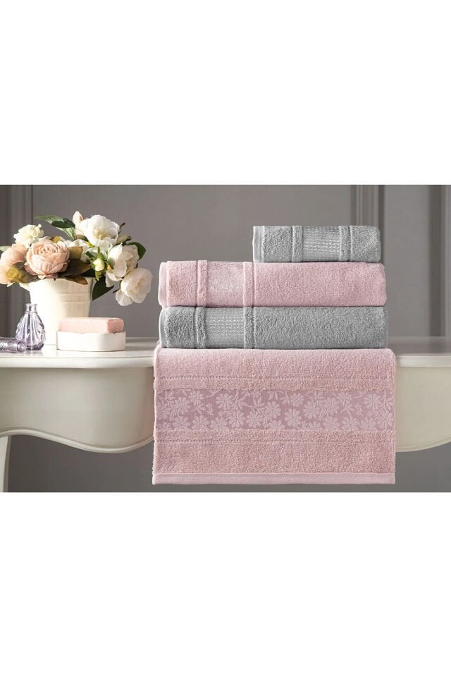Blossom Best Set Hamam Set Pembe - Gri Tek Ebat - 140 x 70