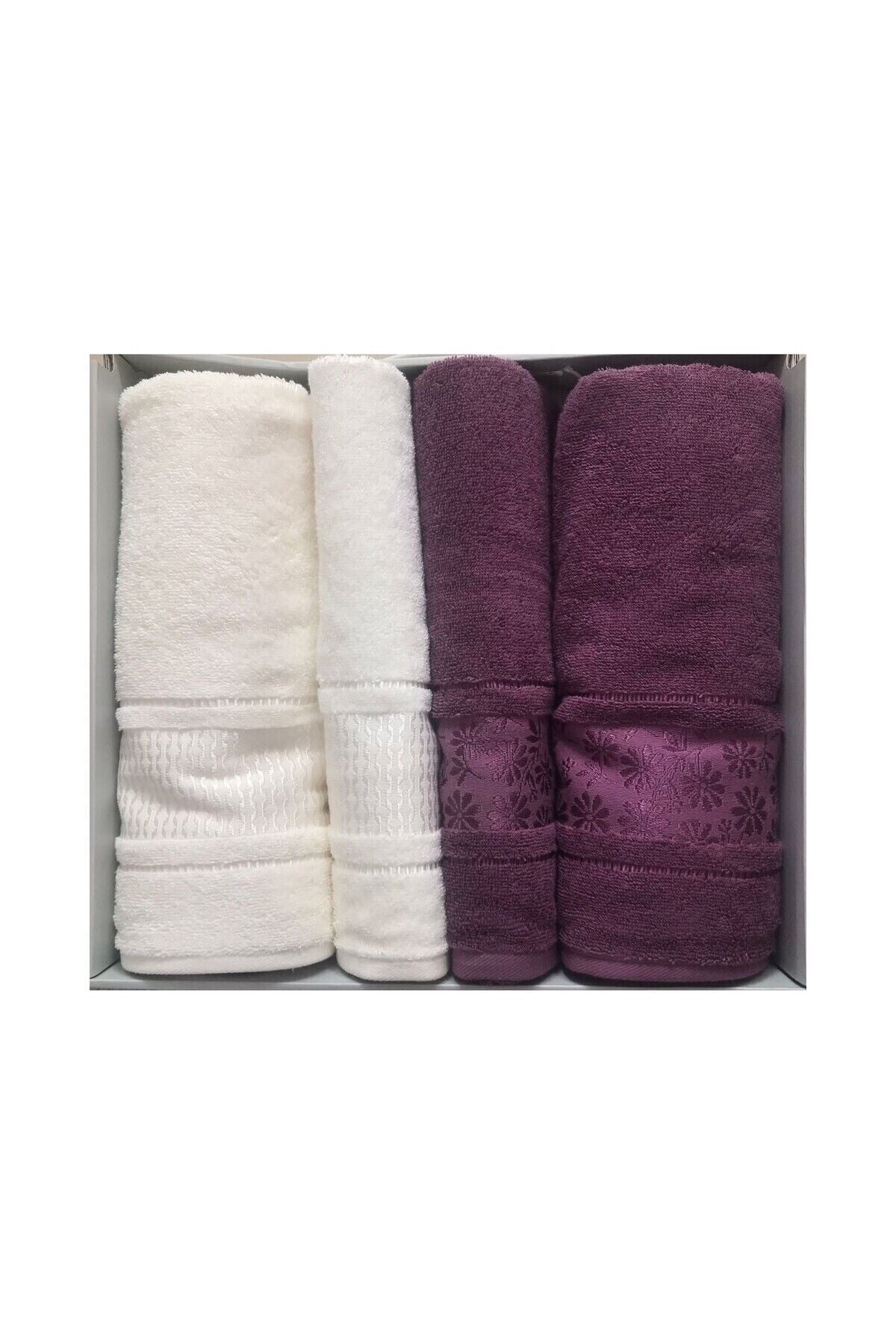 Blossom Havlu Seti Mürdüm - Krem Best Set Tek Ebat - 70 x 150