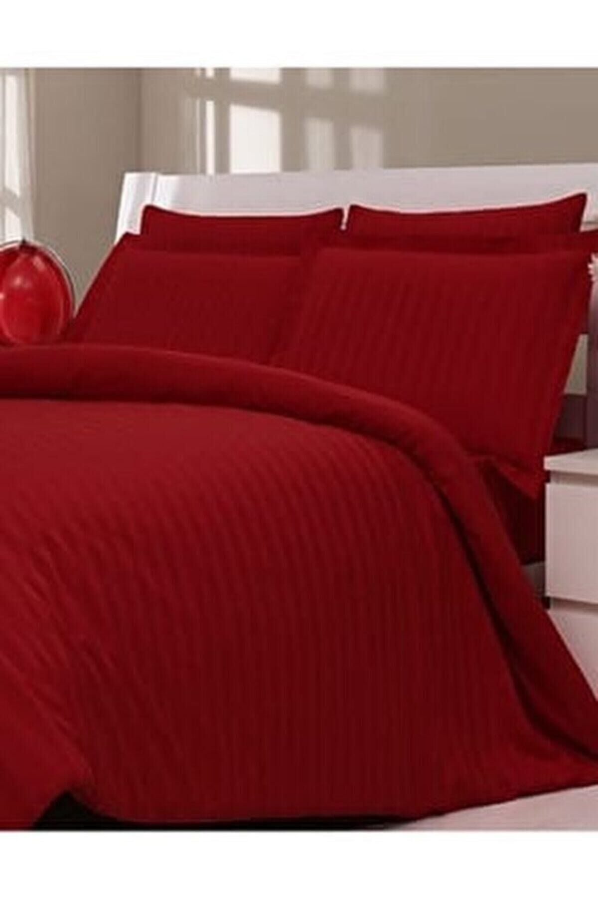 Nevresim Takımı Soft Lıne Çift Kişilik Kırmızı Çizgili Tek Ebat - 200 x 220