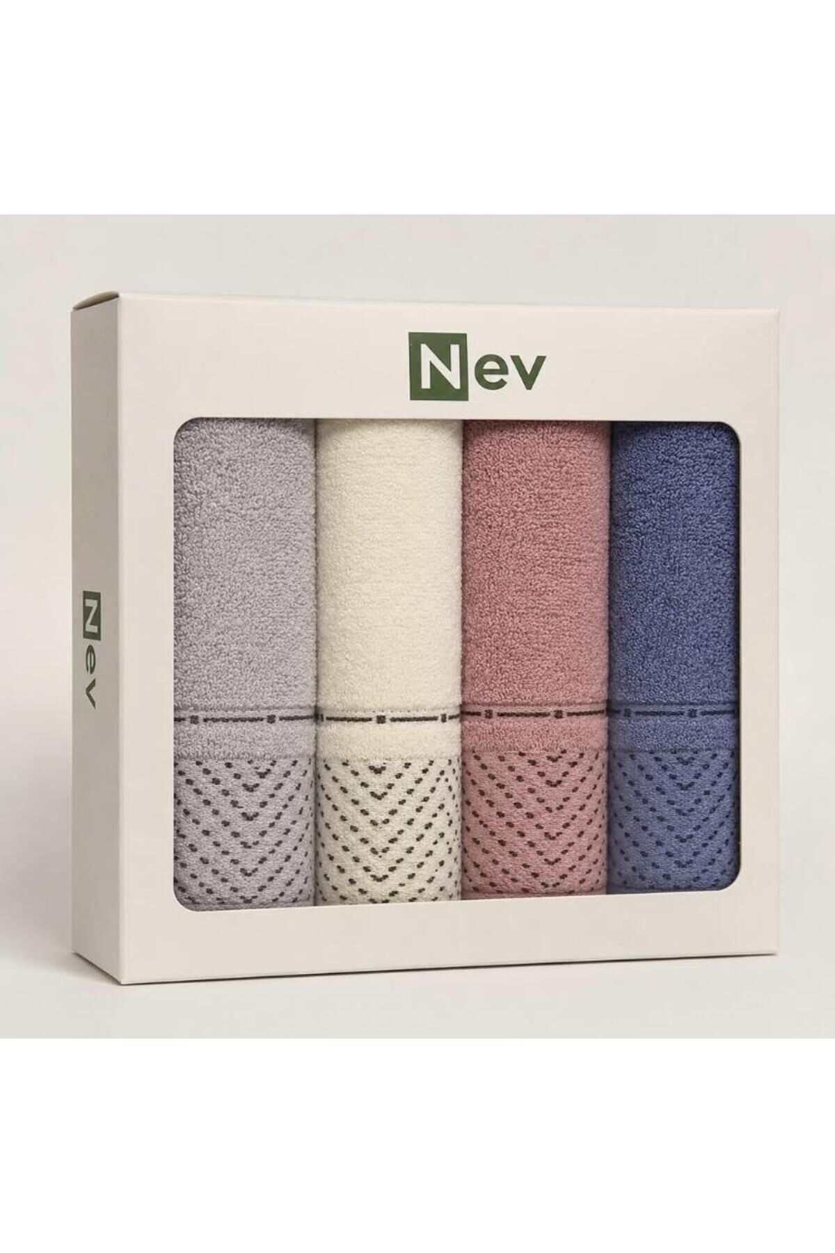 Nev Twill Renkli Kutulu Havlu 4'lü