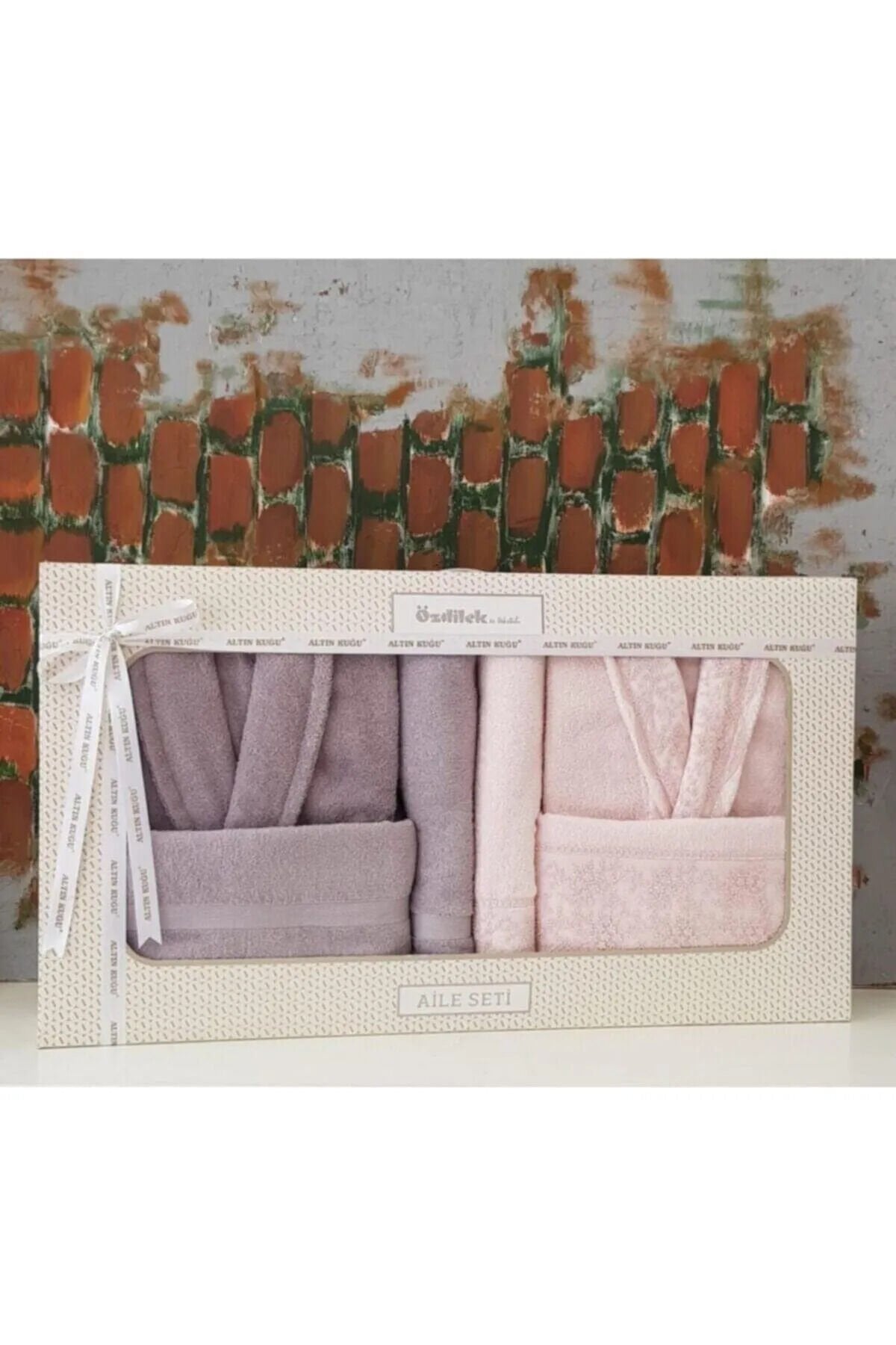 Branch Aile Bornoz Seti Gri-pudra M - Unisex