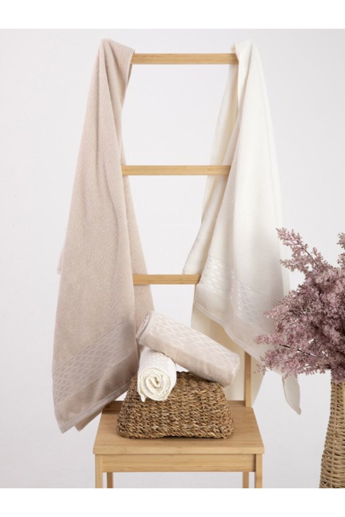 Elissa Best Set Hamam Takımı - Krem - Bej Tek Ebat - 70 X 140