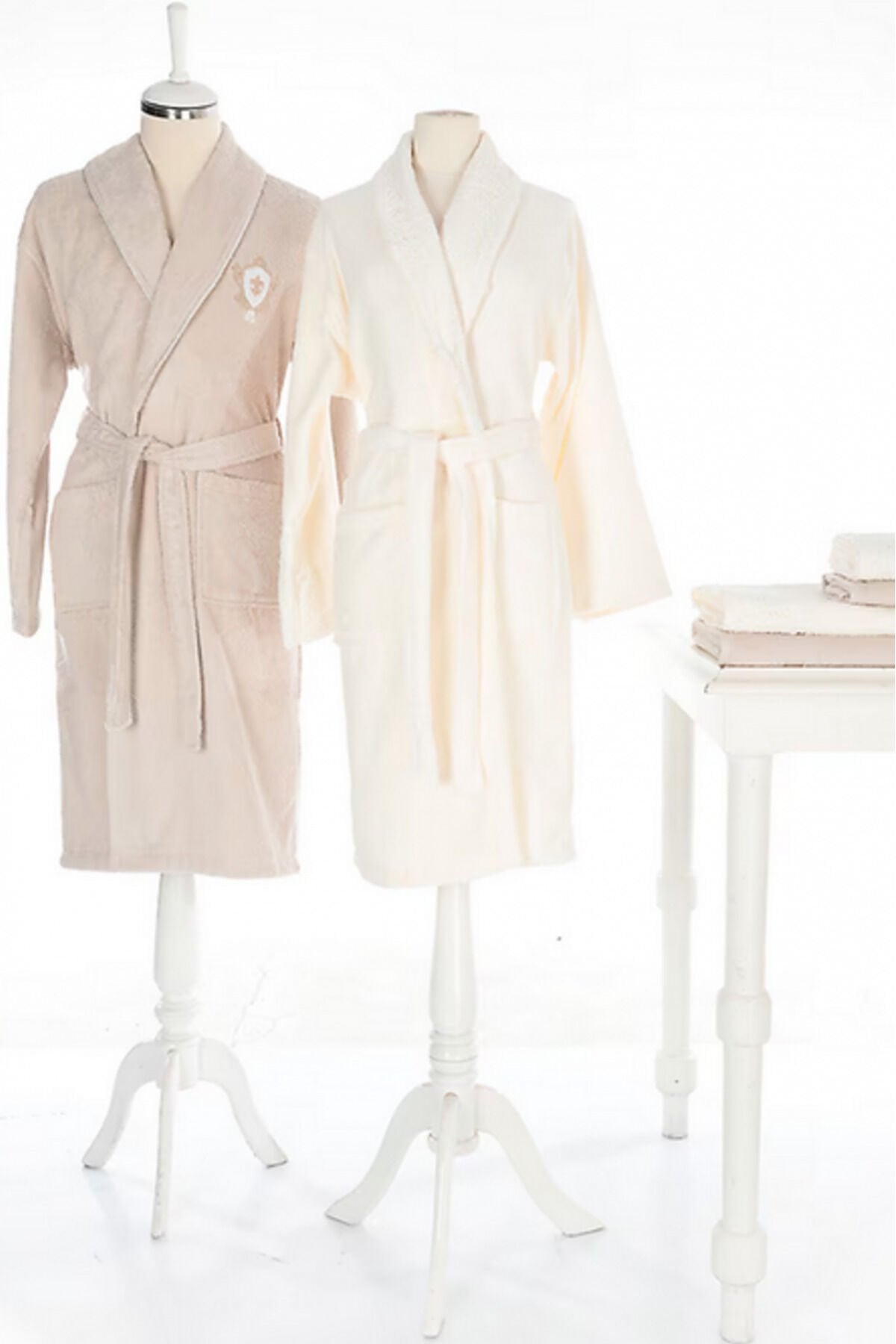 Wedding Krem-taş Aile Bornoz Seti M - Unisex