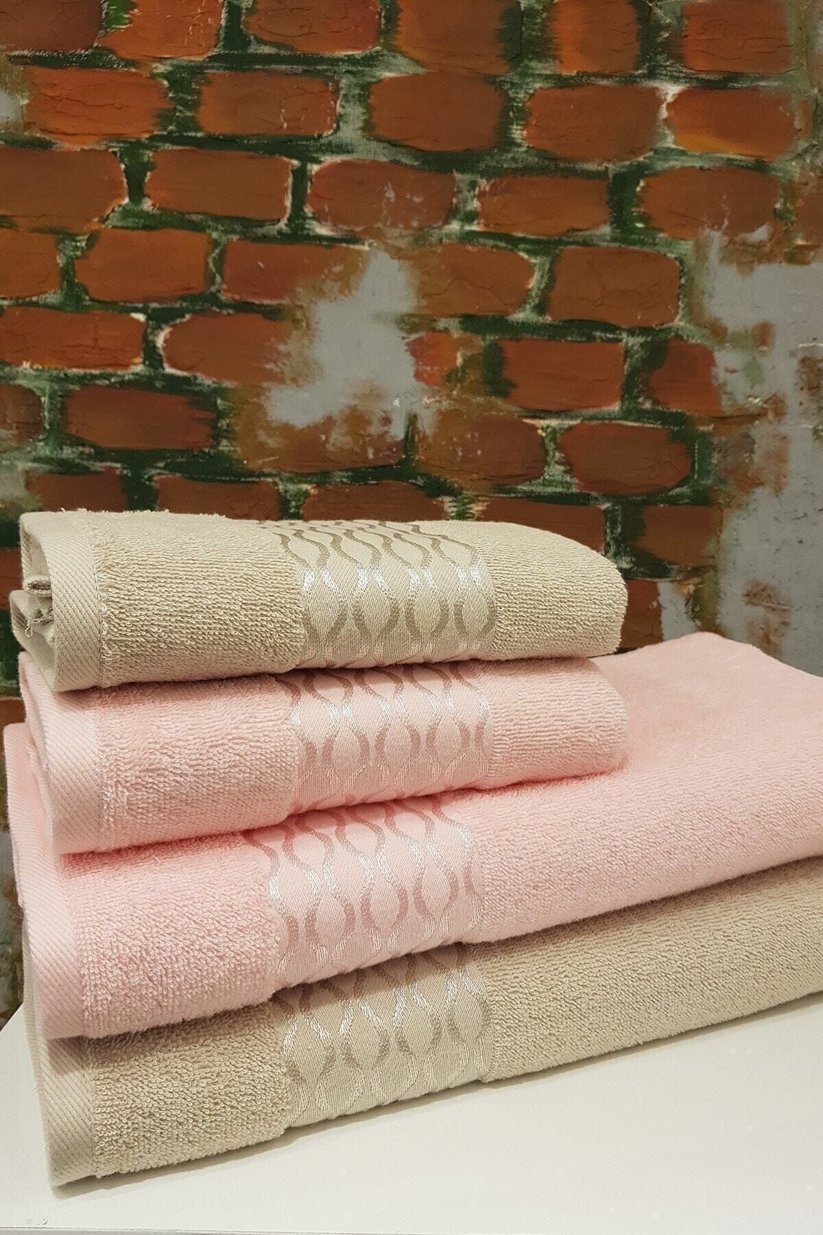 Elissa Best Set Hamam Seti Banyo Havlu Takımı Taş - Pudra Tek Ebat - 120 x 60