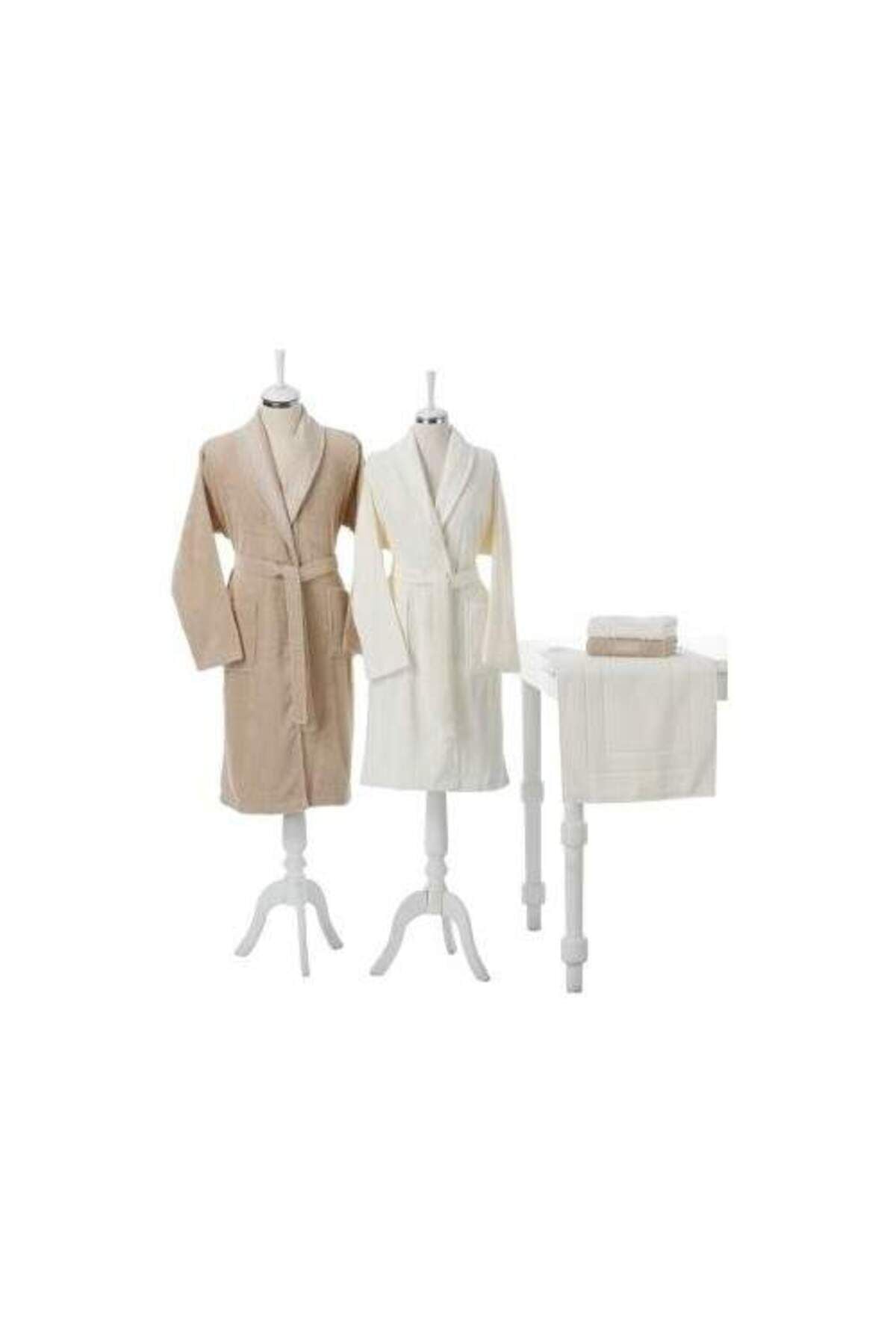 Camellia Happy Aile Seti Bornoz Takımı Bej - Krem Standart - Unisex