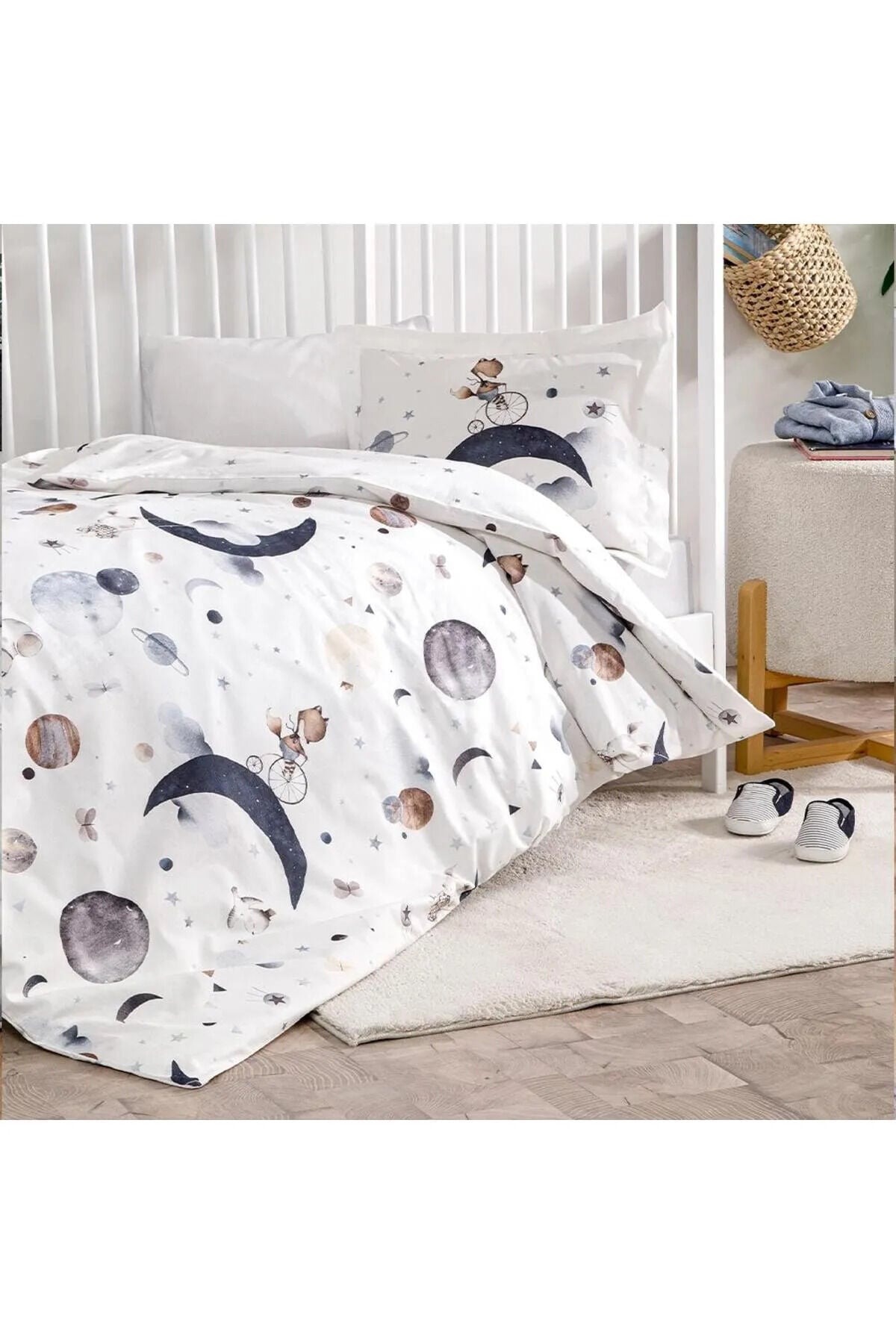 Özdilek Ranforce Bebek Nevresim Takımı Cute Space Krem