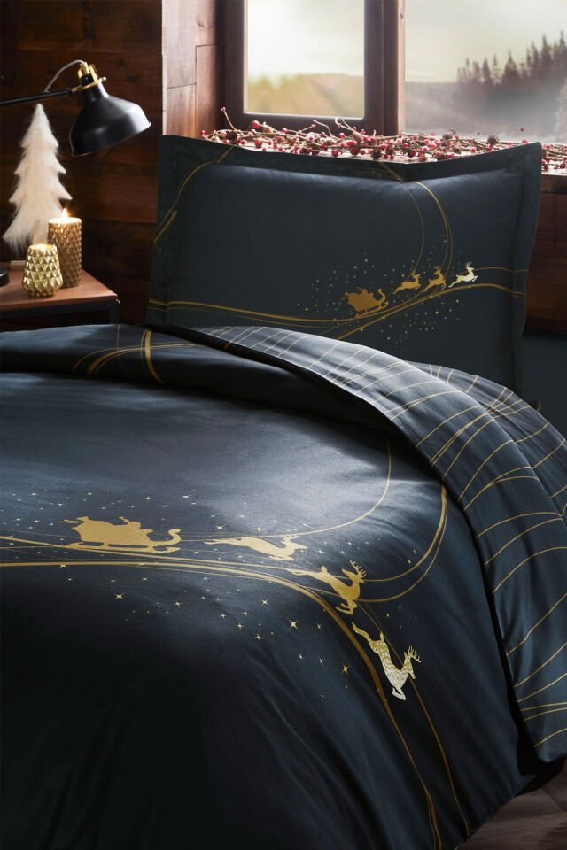 Night Twinkle Tek Kişilik Lastikli Çarşaf Nevresim Takımı