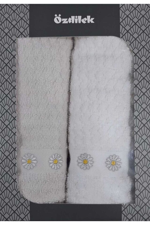 Pure Daisy Ekru-A.Bej 2'li Havlu 50*90 cm El-Yüz Havlusu