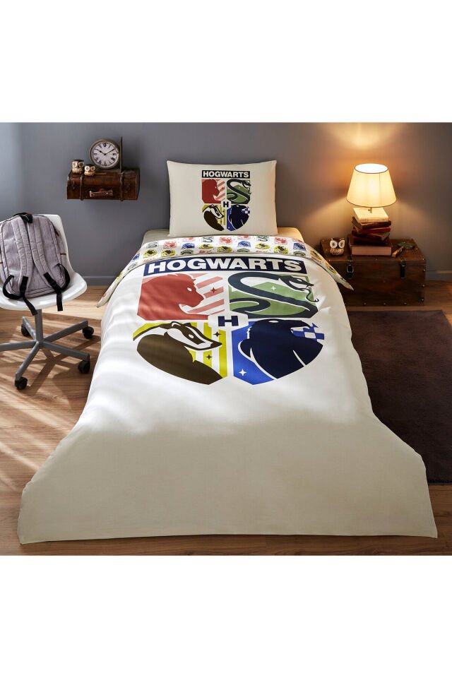 Harry Potter Hogwarts Tek Kişilik Lisanslı Lastikli Çocuk Nevresim Takımı