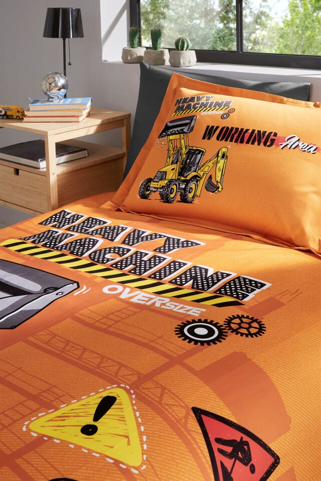 Heavy Machine Tek Kişilik Lastikli Çarşaf Nevresim Takımı